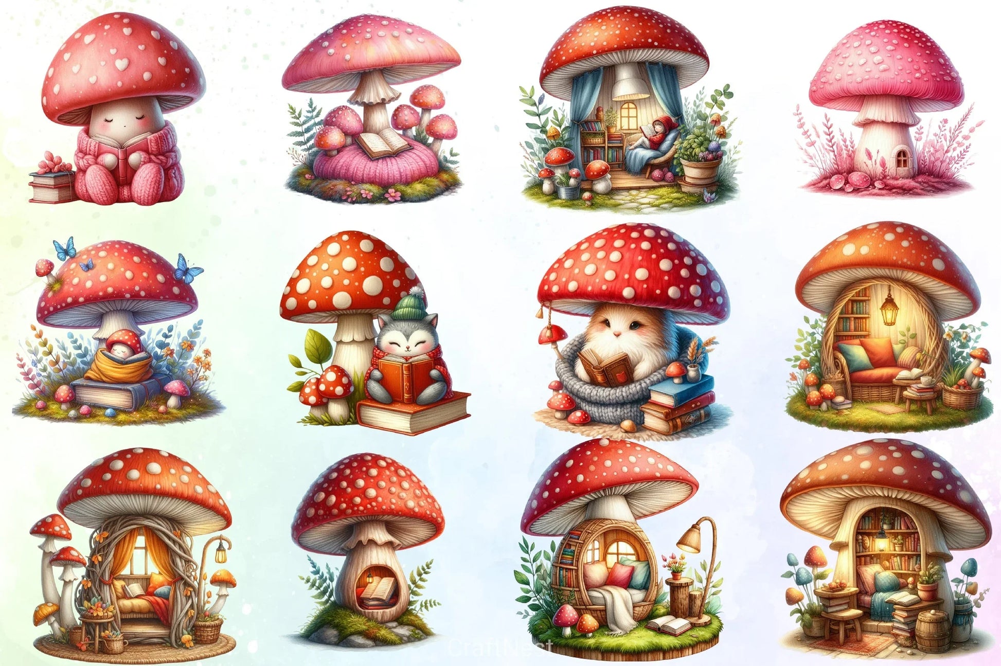 Cozy Mushroom Clipart Bundle - CraftNest - Digital Crafting and Art