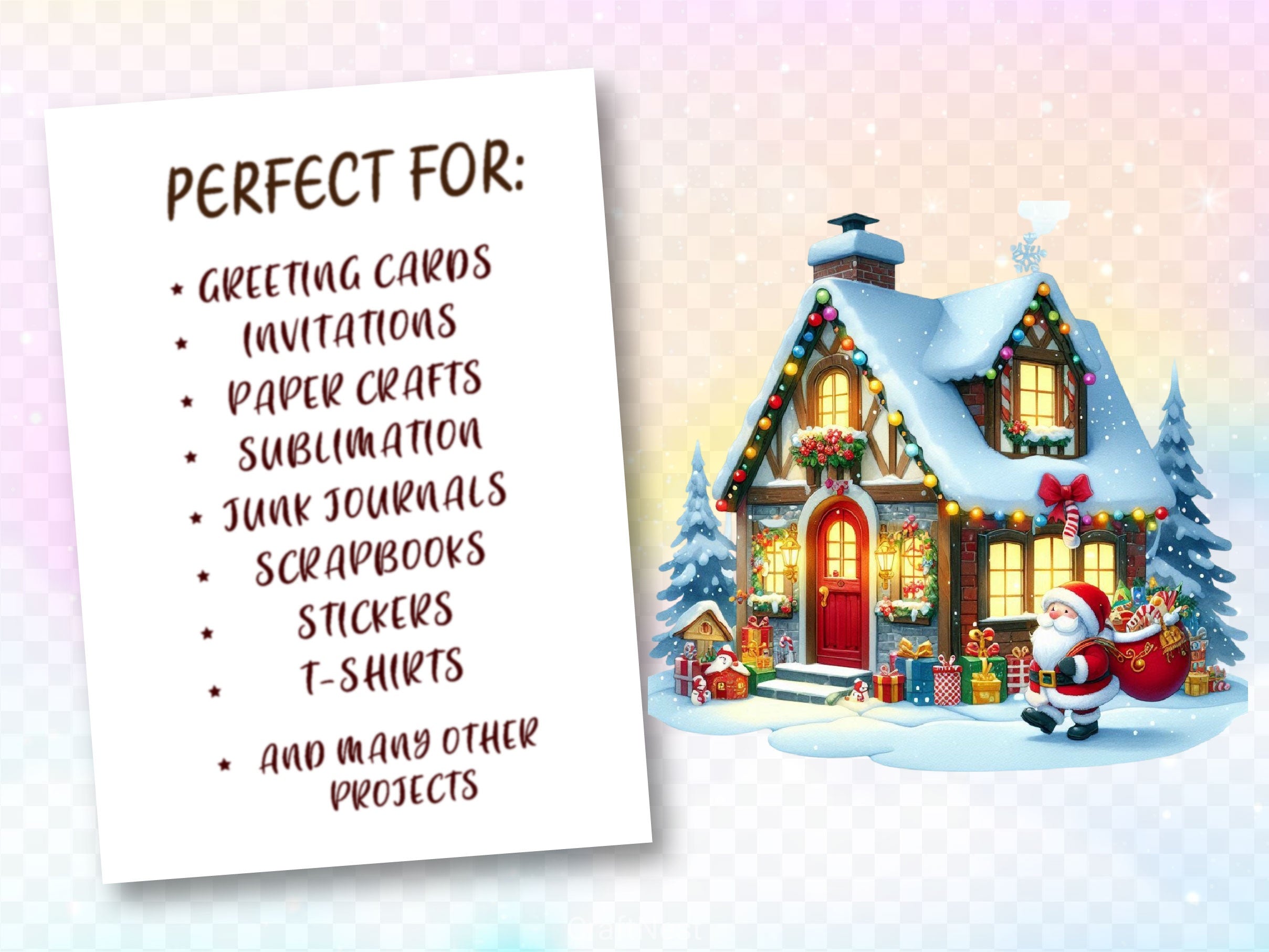 Christmas House Santa House Clipart Bundle