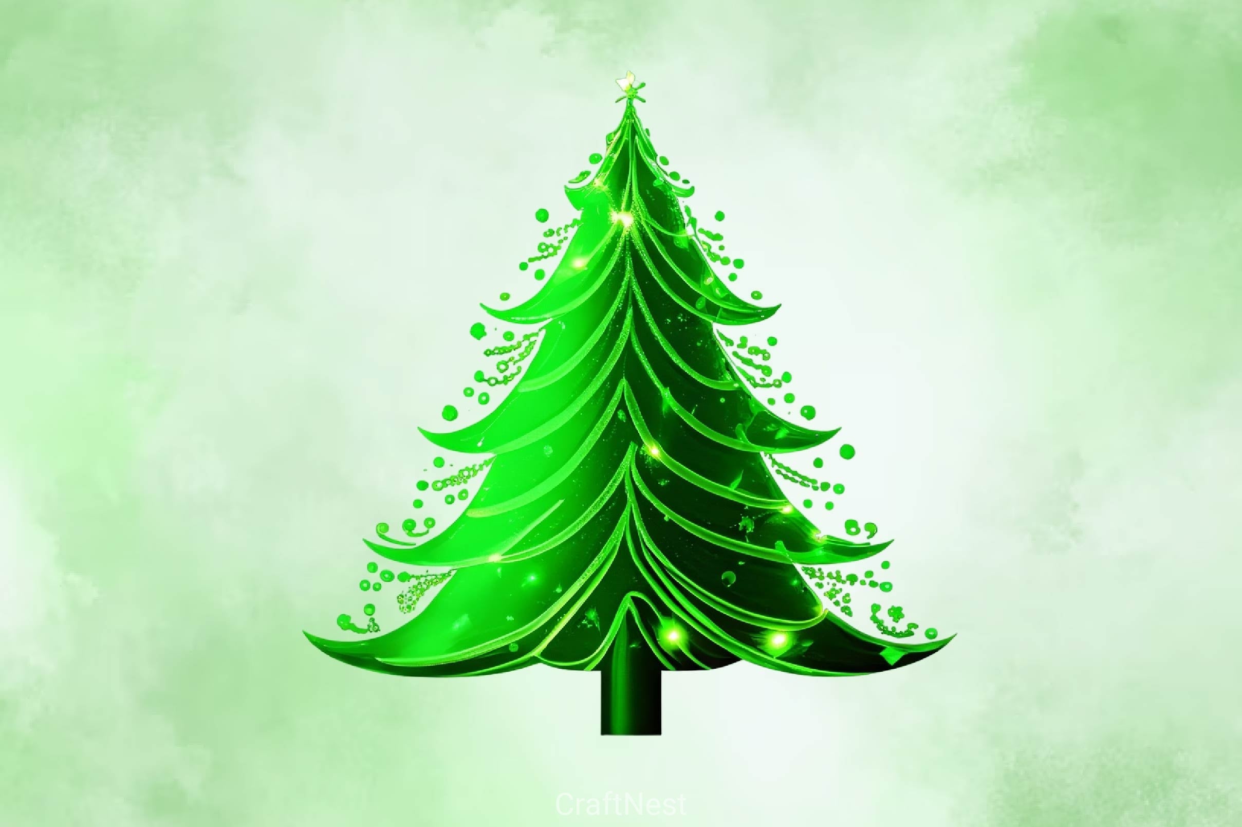 Green Glam Christmas Tree Clipart Bundle