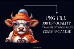 Autumn Baby Cow Clipart Bundle - CraftNest - Digital Crafting and Art