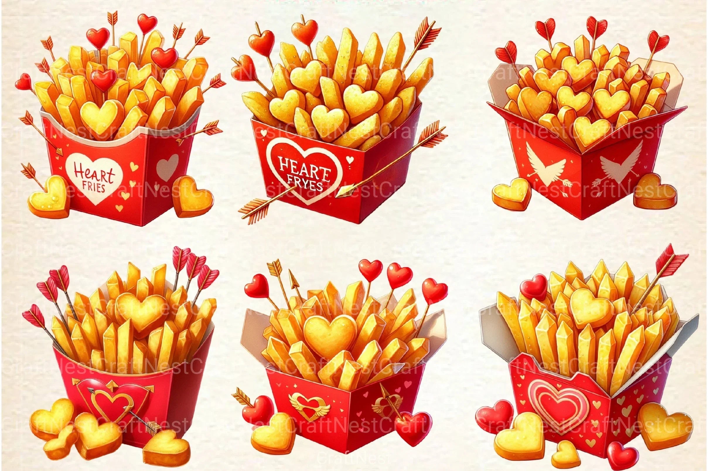 Valentine's Fries Clipart Bundle 2 - CraftNest - Digital Crafting and Art