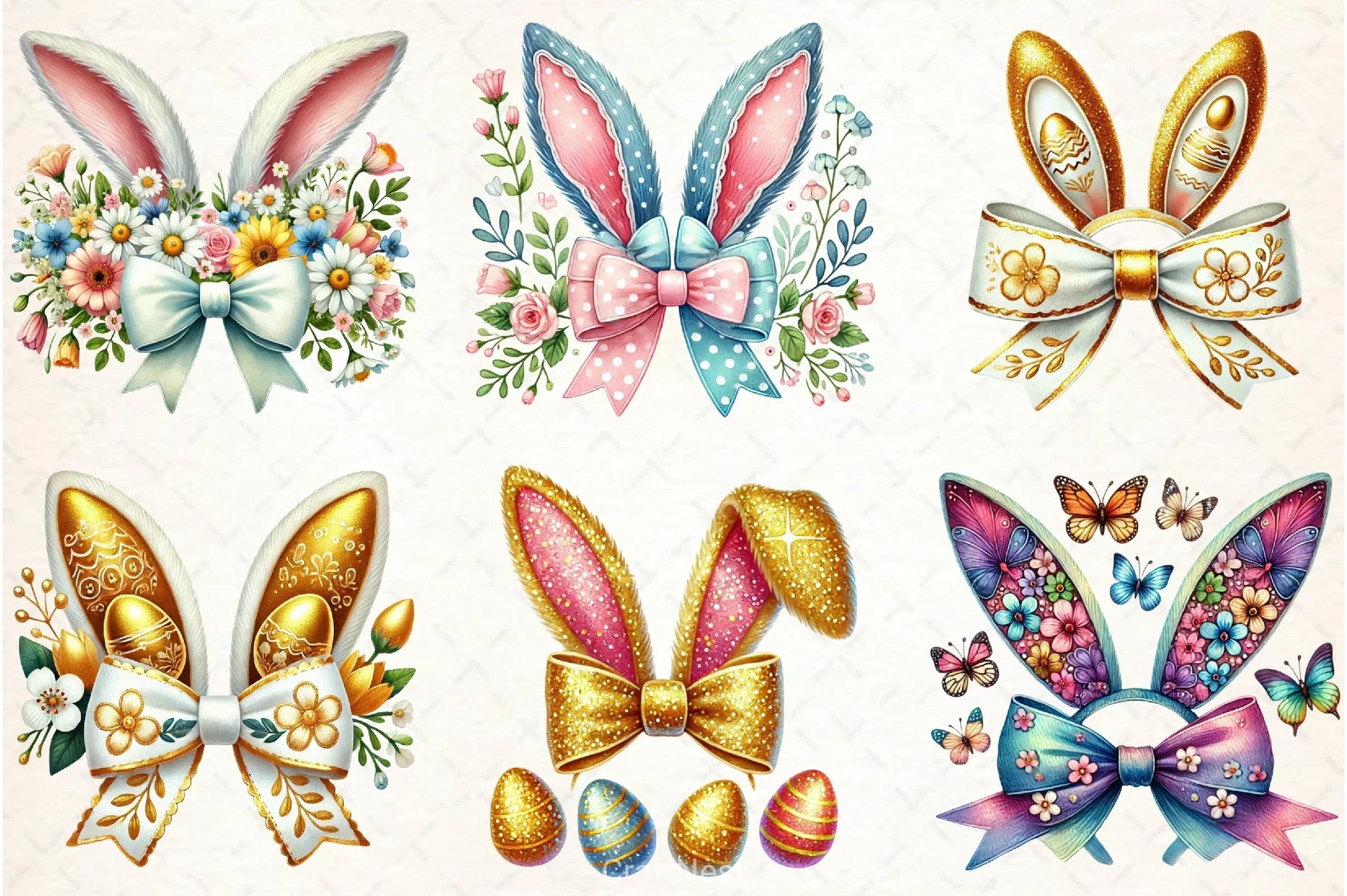 Easter Bunny Ear Bow Clipart Bundle - CraftNest - Digital Crafting and Art