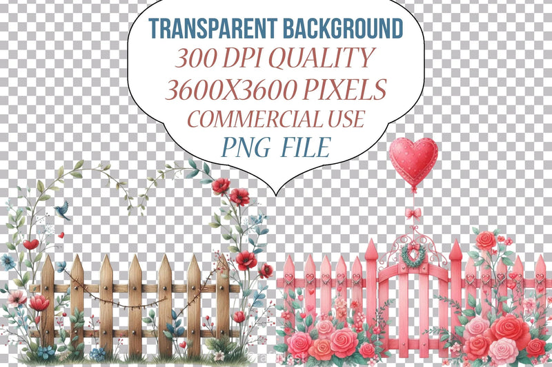 Valentine Fences Clipart Bundle - CraftNest - Digital Crafting and Art
