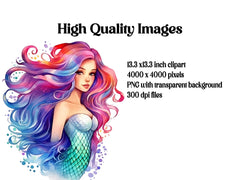 Rainbow Mermaids Clipart - CraftNest