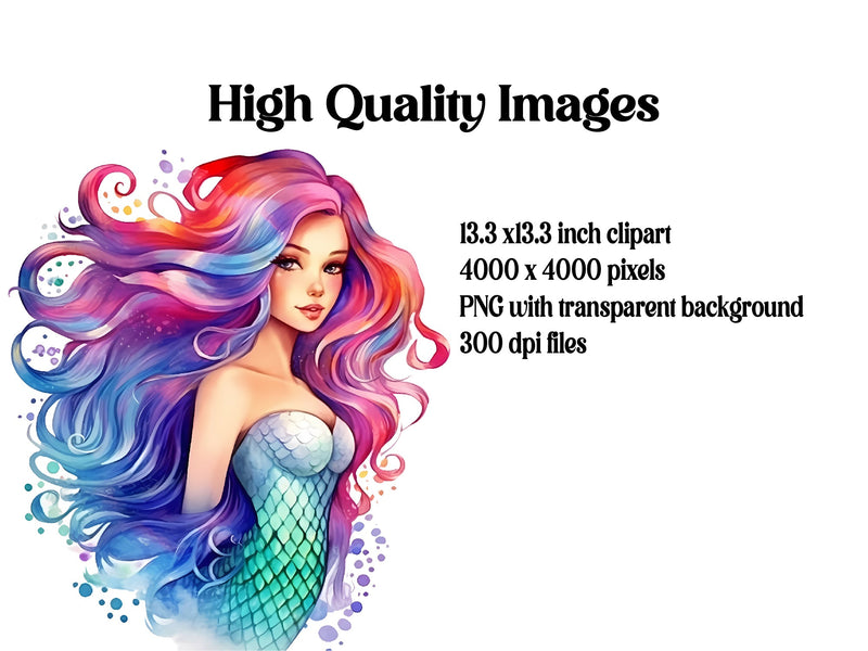 Rainbow Mermaids Clipart - CraftNest