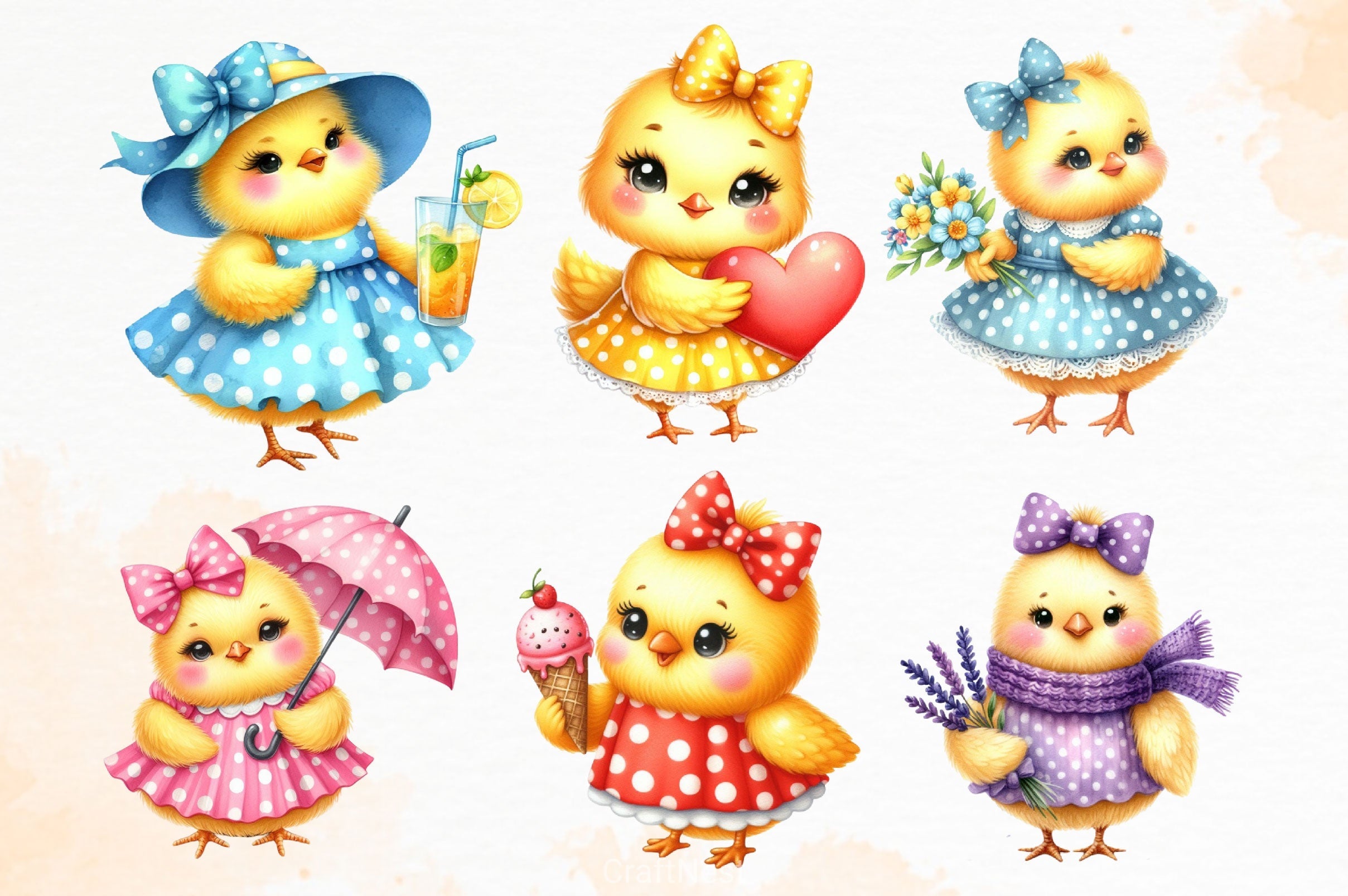 Cute Baby Chick Clipart Bundle