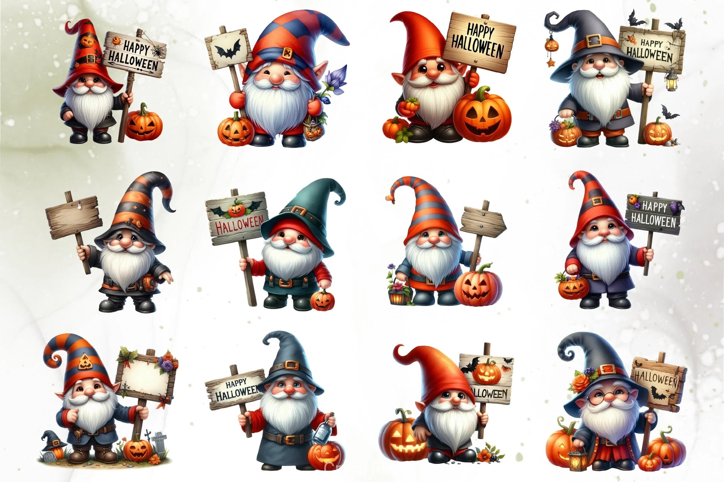 Halloween Gnome Sign Clipart Bundle - CraftNest - Digital Crafting and Art