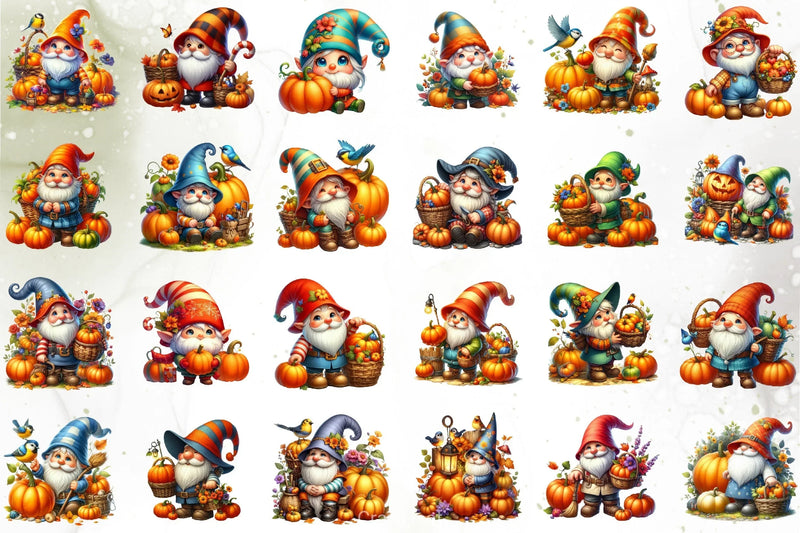 Cute Fall Gnome Clipart Bundle - CraftNest - Digital Crafting and Art