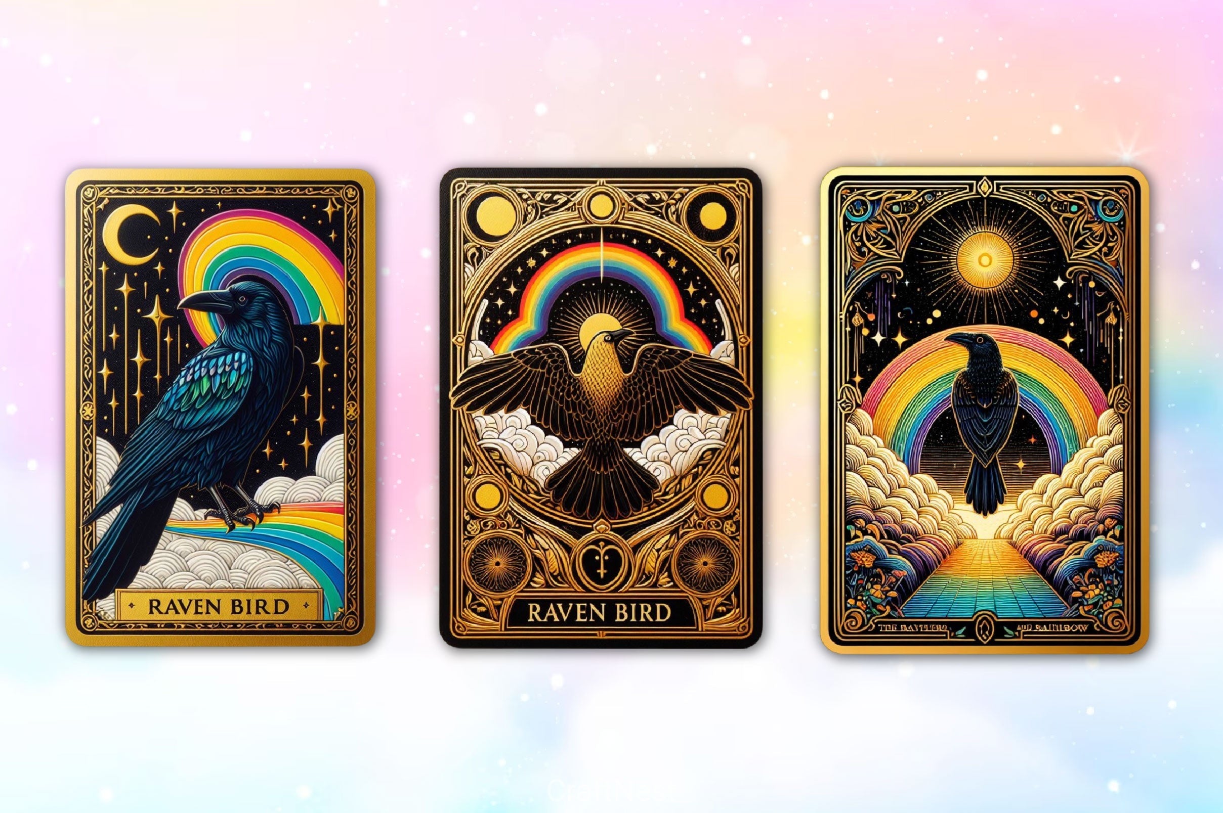 Raven Bird Tarot Card Clipart Bundle 17