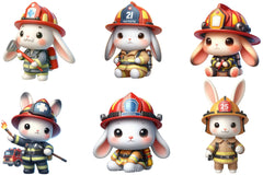 Bunny Firefighter Clipart Bundle - CraftNest - Digital Crafting and Art