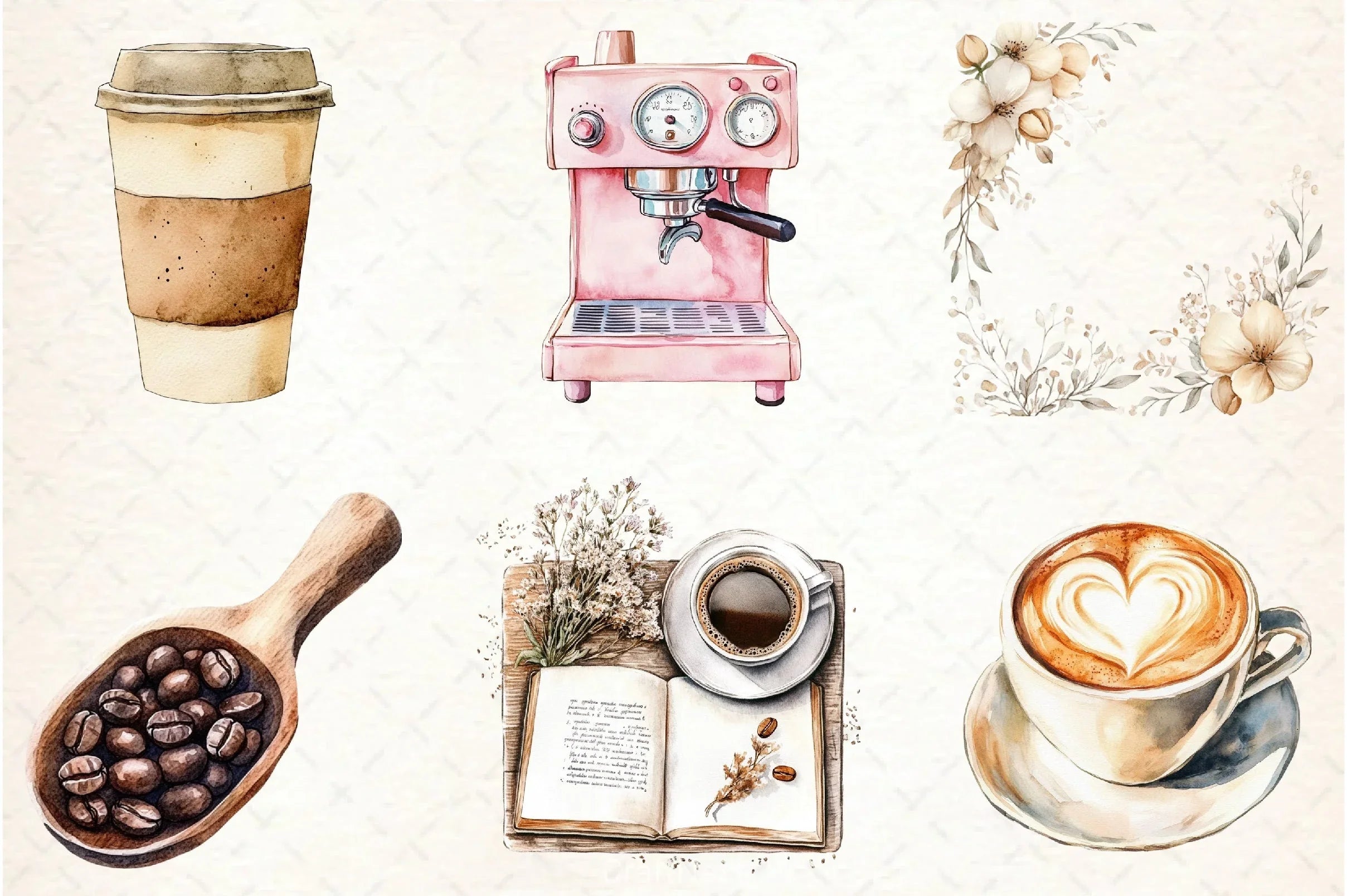 Boho Cafe Core Coffee Clipart Bundle - CraftNest - Digital Crafting and Art