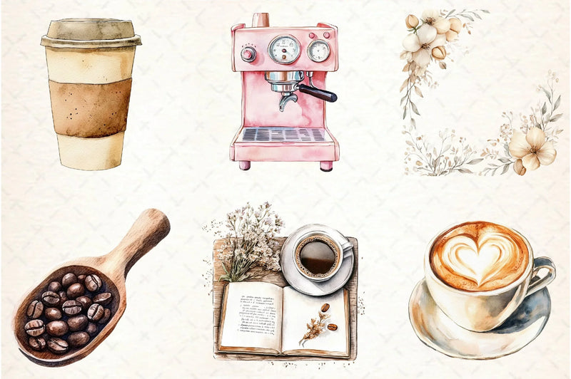 Boho Cafe Core Coffee Clipart Bundle - CraftNest - Digital Crafting and Art
