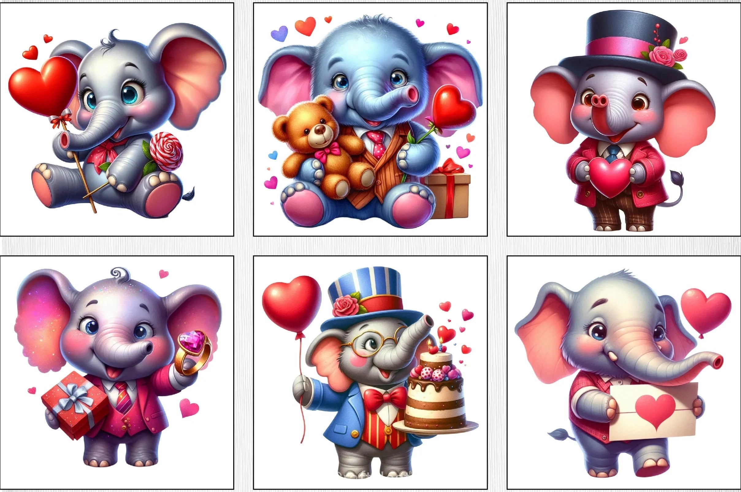 Valentine's Day Elephant Clipart Bundle - CraftNest - Digital Crafting and Art