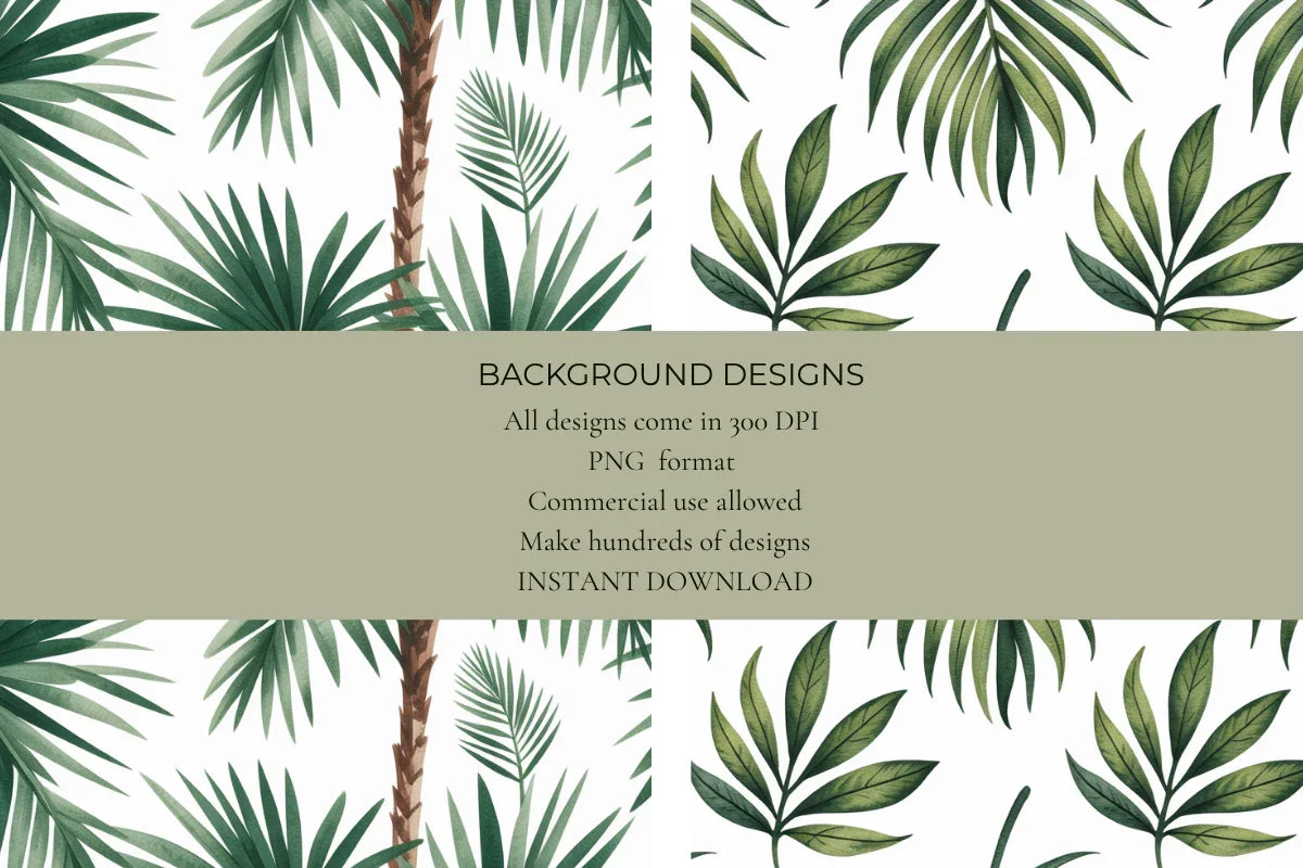 Tropical Leaves Seamless Papers - CraftNest - Digital Crafting and Art