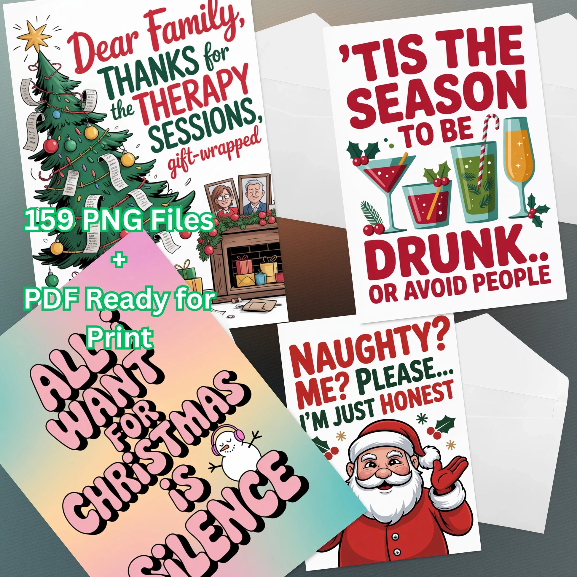 Rude Christmas Cards Clipart Bundle - CraftNest - Digital Crafting and Art