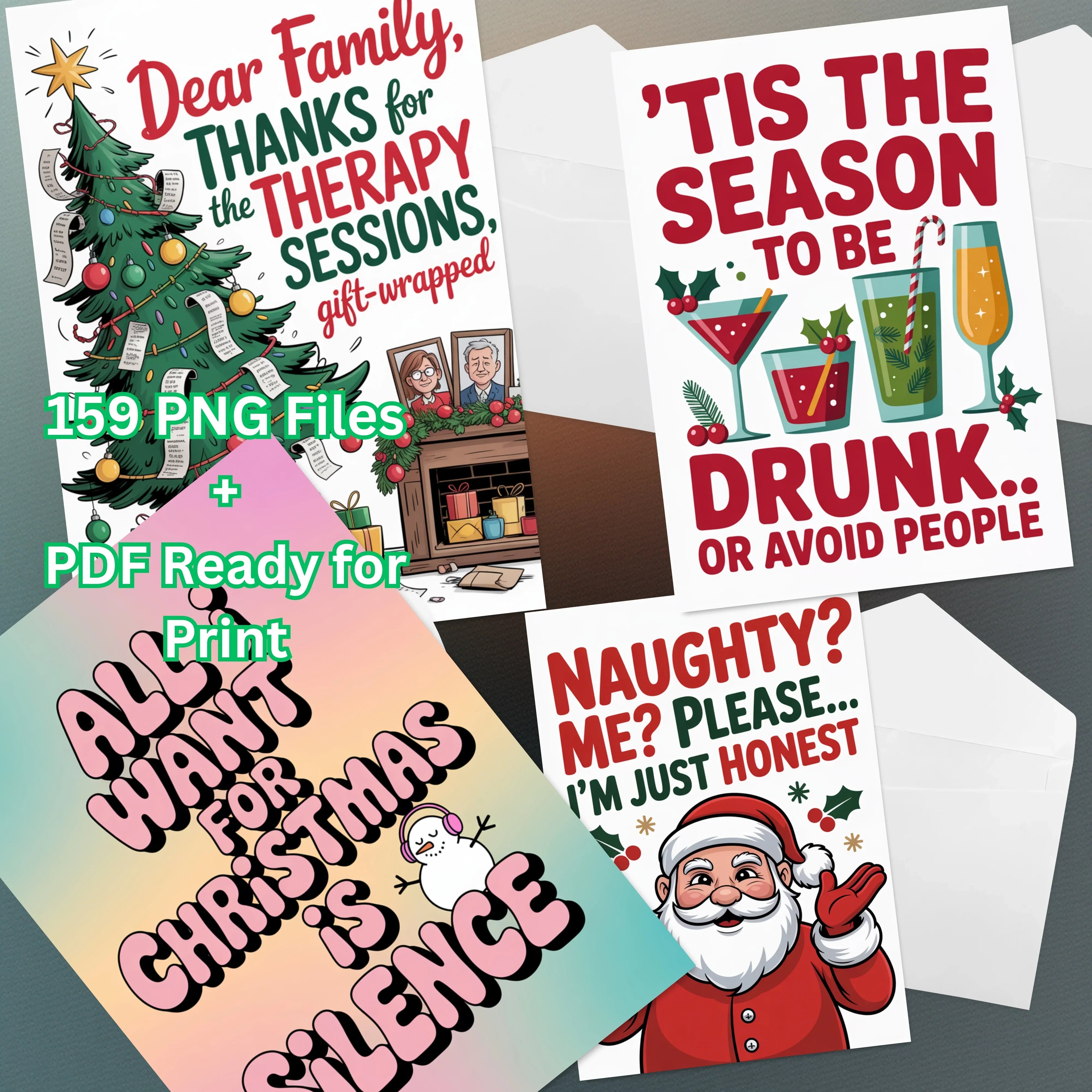 Rude Christmas Cards Clipart Bundle - CraftNest - Digital Crafting and Art