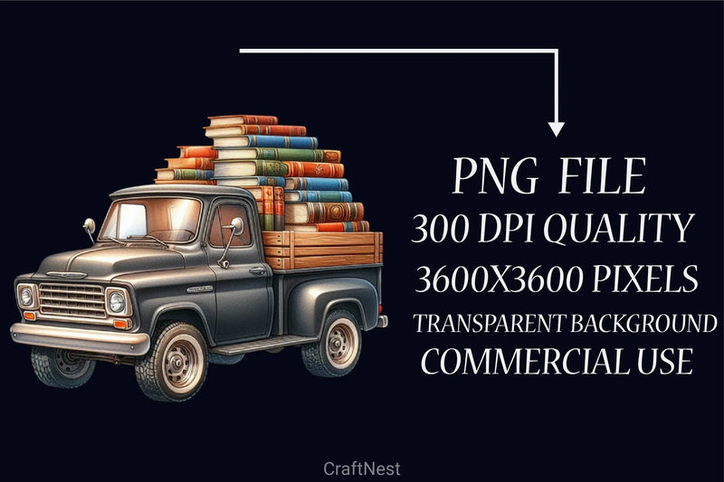 Books Truck Clipart Bundle - CraftNest - Digital Crafting and Art
