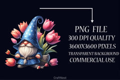 Cute Spring Gnomes Clipart Bundle - CraftNest - Digital Crafting and Art