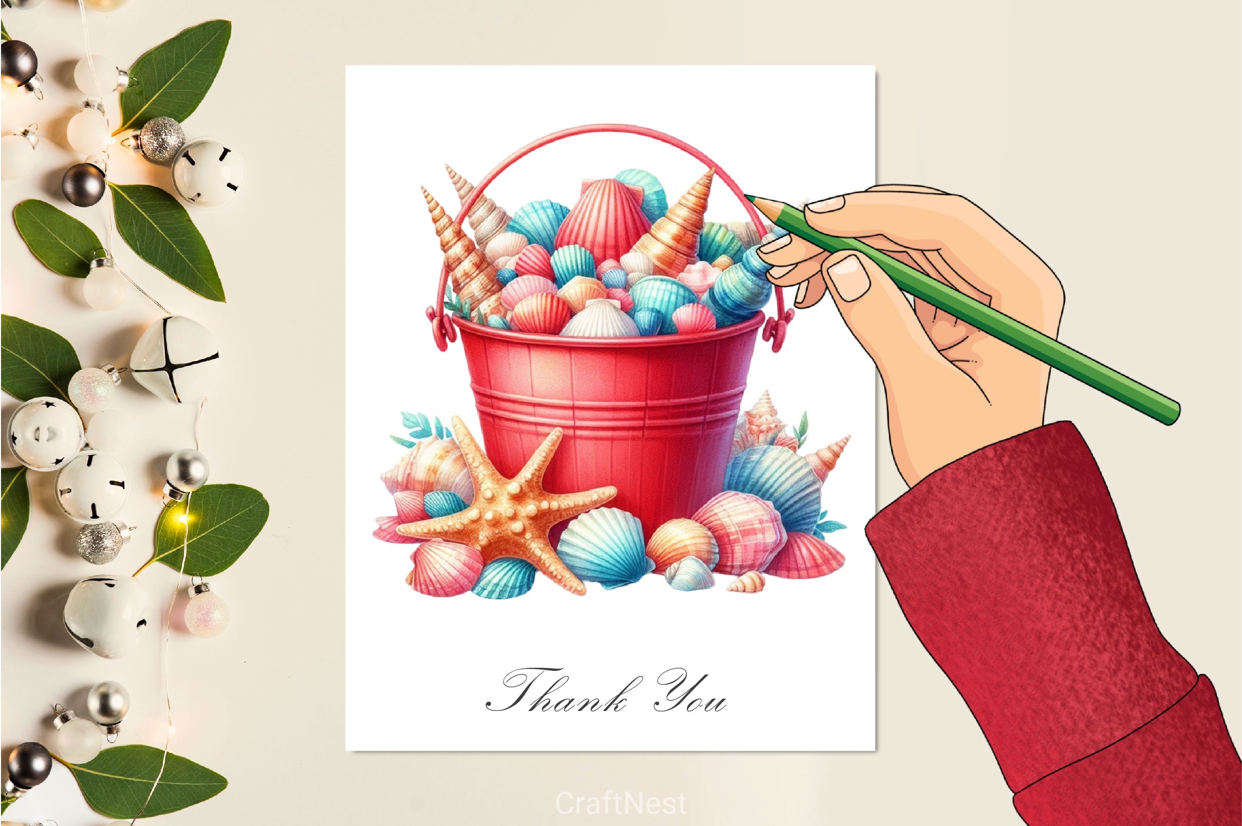 Seashells In A Bucket Clipart Bundle