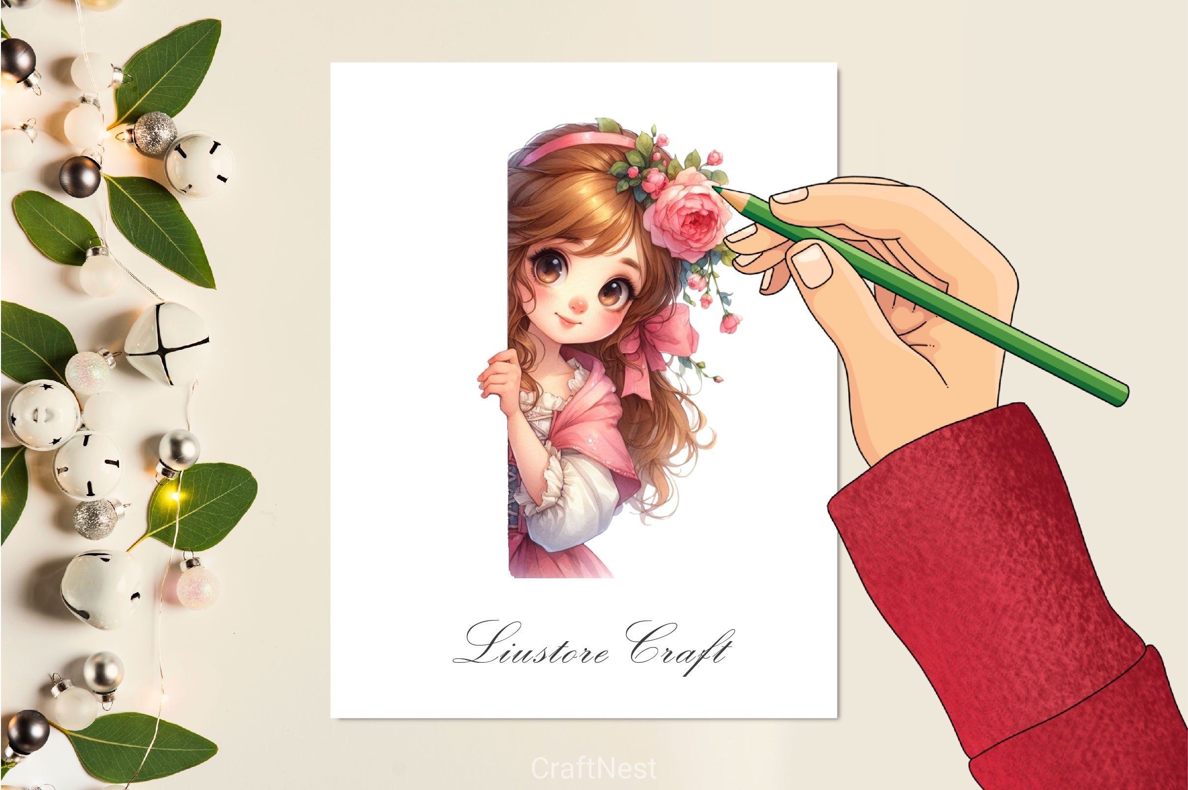 Peeking Around Girl Clipart Bundle