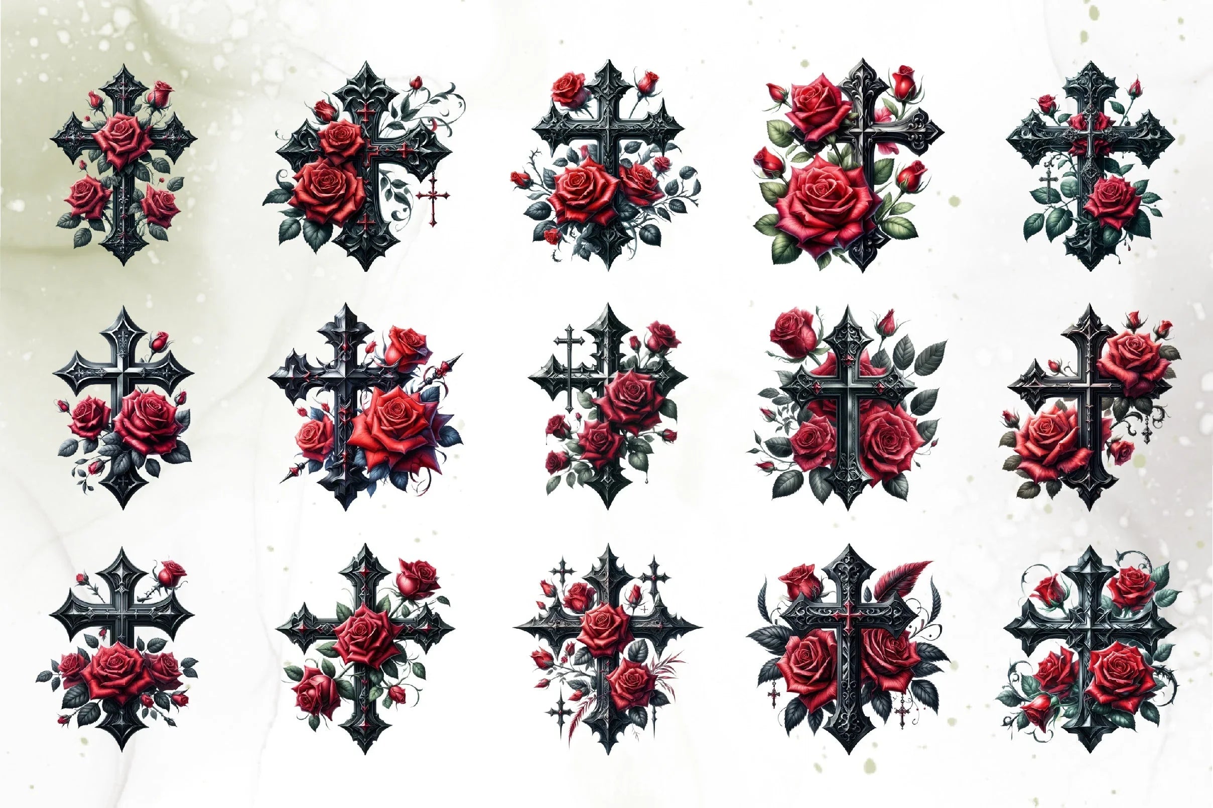Gothic Cross & Rose Clipart Bundle - CraftNest - Digital Crafting and Art