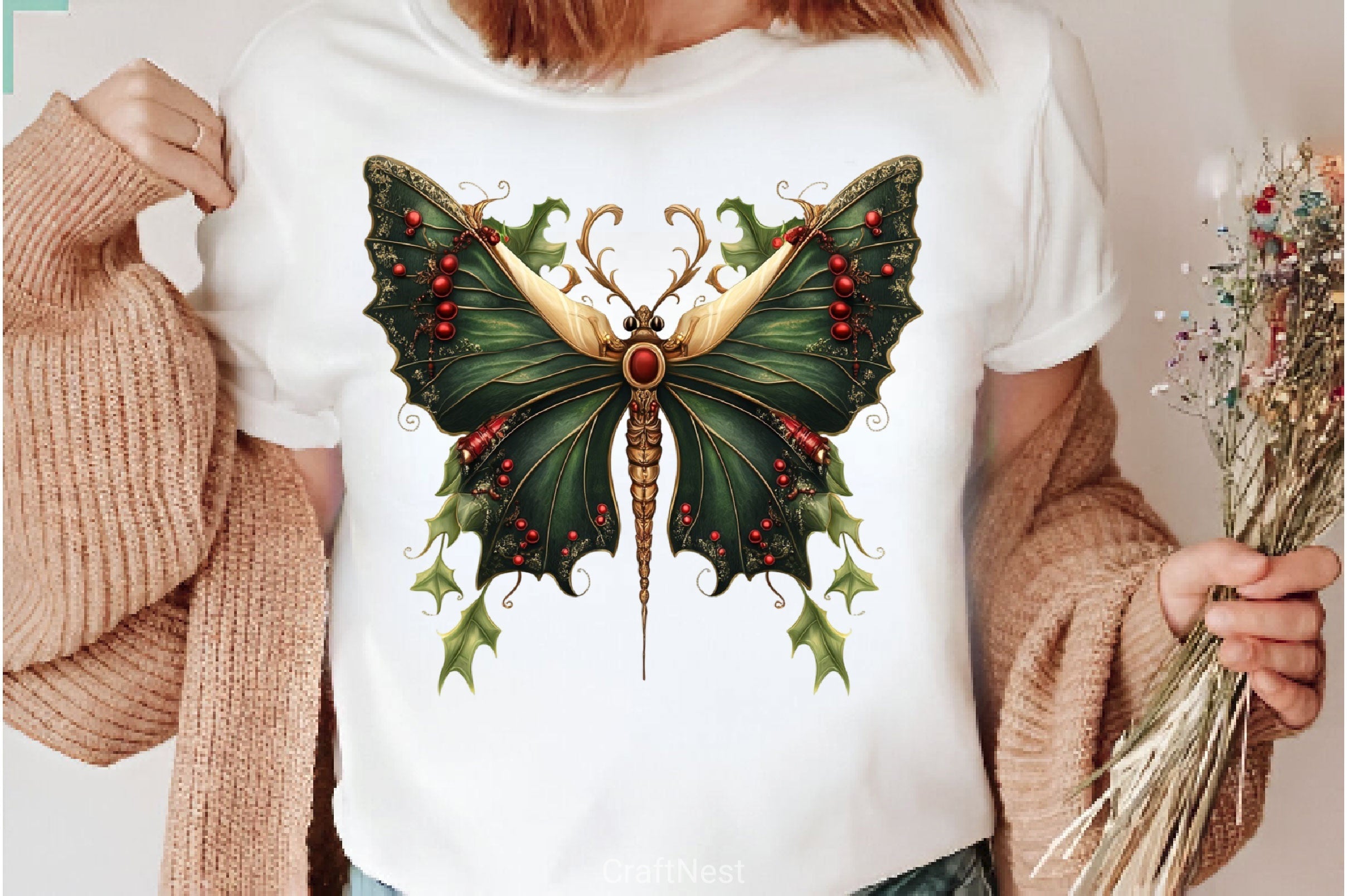Christmas Butterfly Clipart Bundle