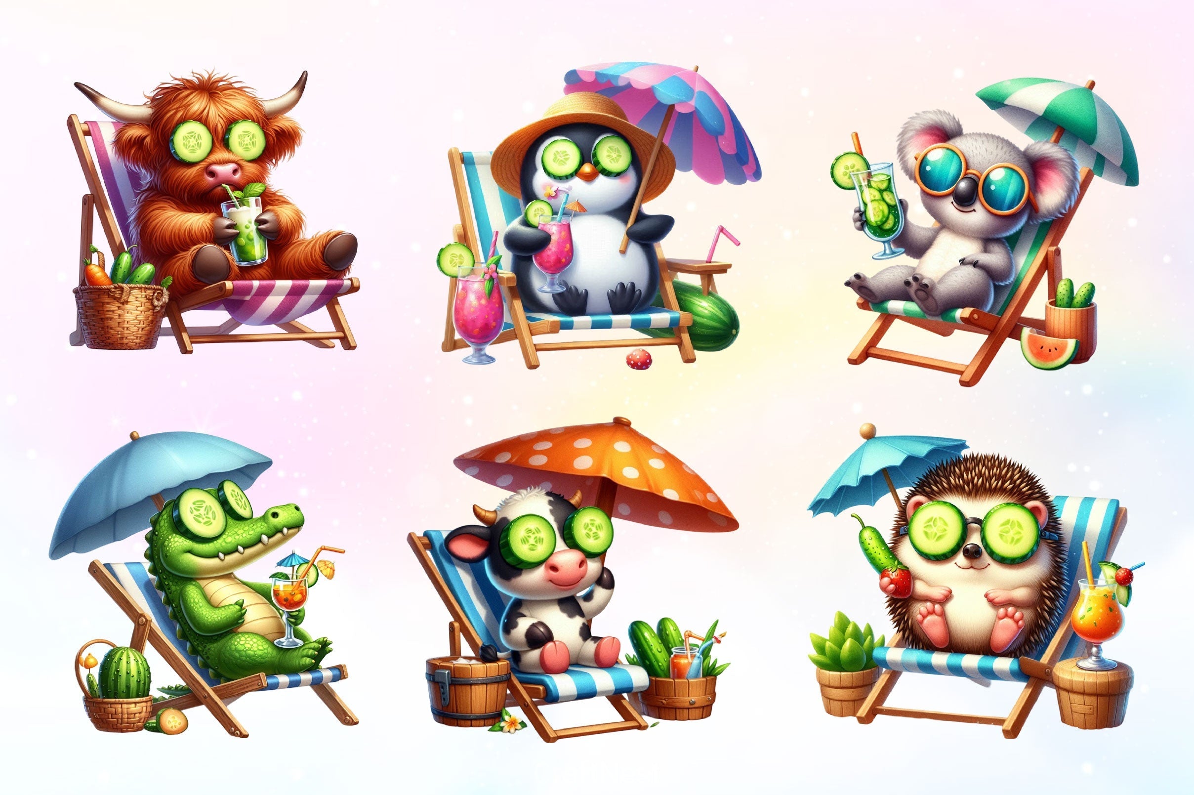 Summer Animals Clipart Bundle 8