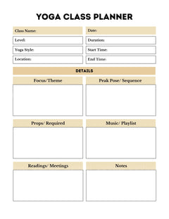Yoga Class Planner - CraftNest - Digital Crafting and Art