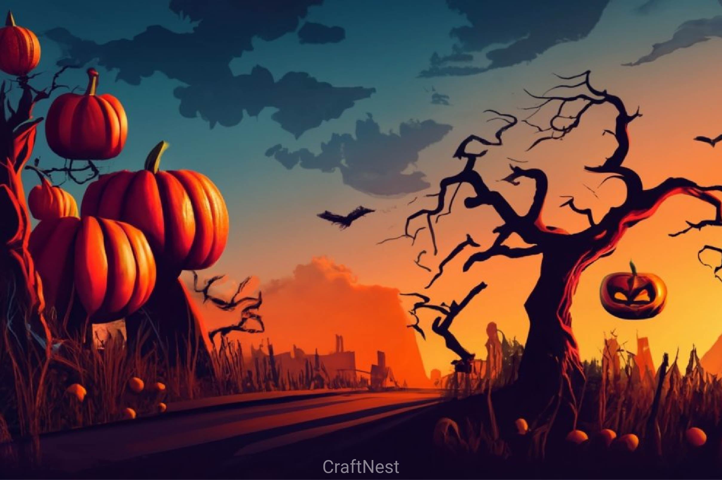 Scary Halloween Background Clipart Bundle 2