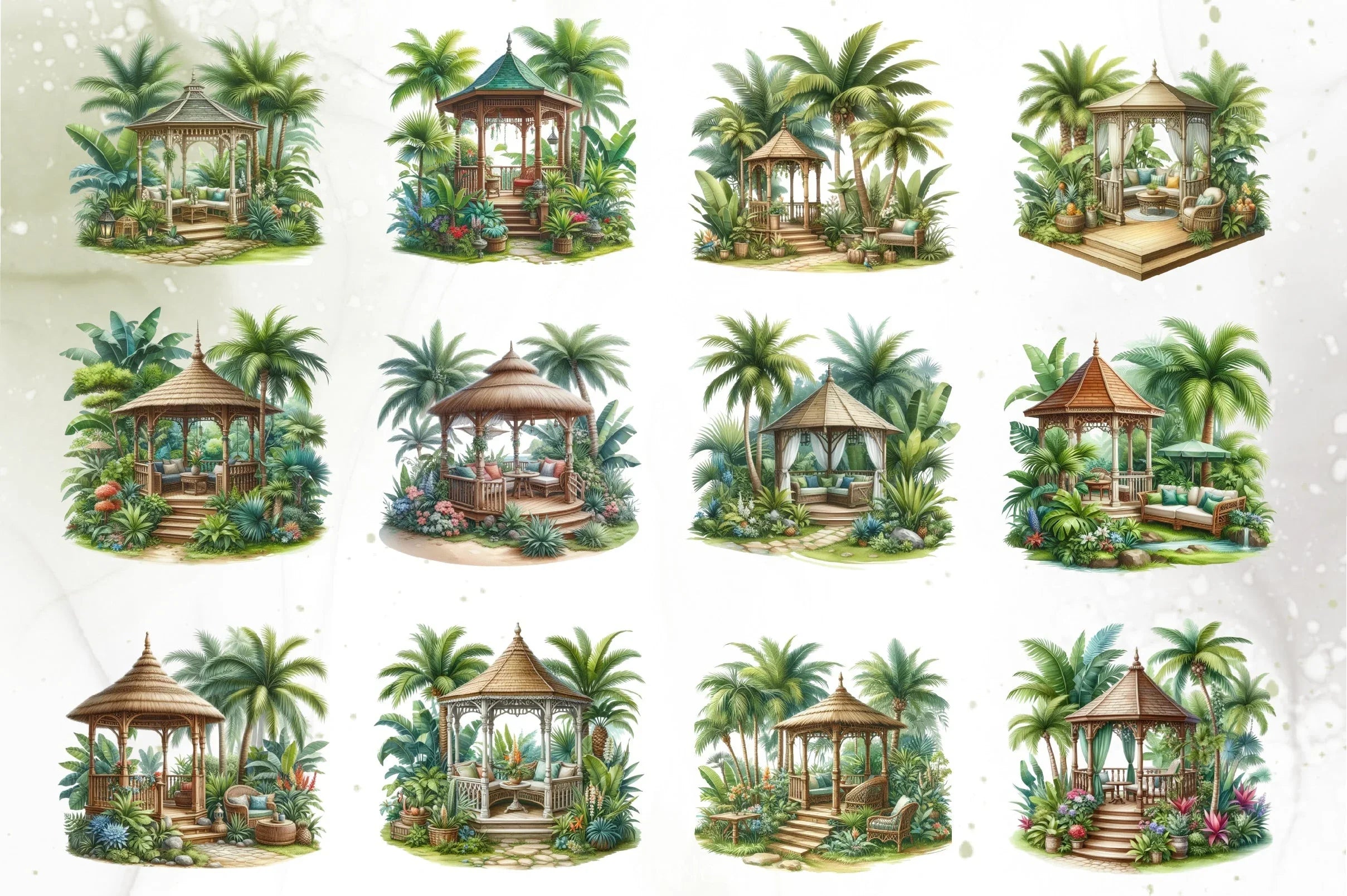 Pavilion Garden Flowers Clipart Bundle - CraftNest - Digital Crafting and Art