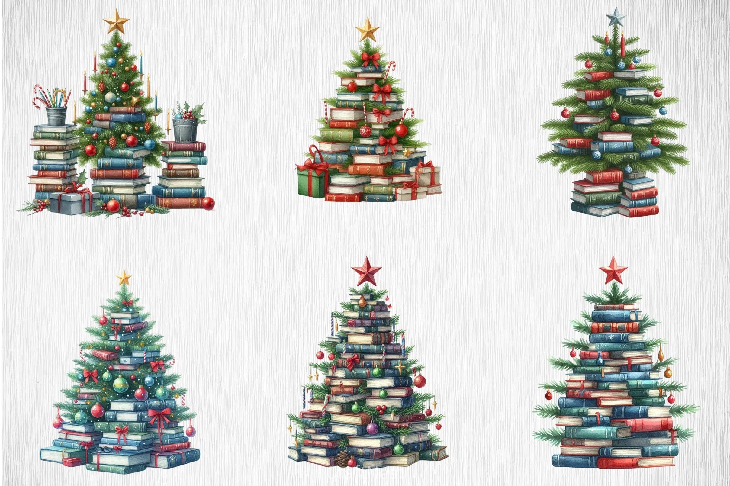 Christmas Book Tree Clipart Bundle - CraftNest - Digital Crafting and Art
