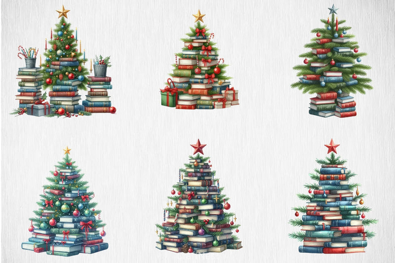 Christmas Book Tree Clipart Bundle - CraftNest - Digital Crafting and Art