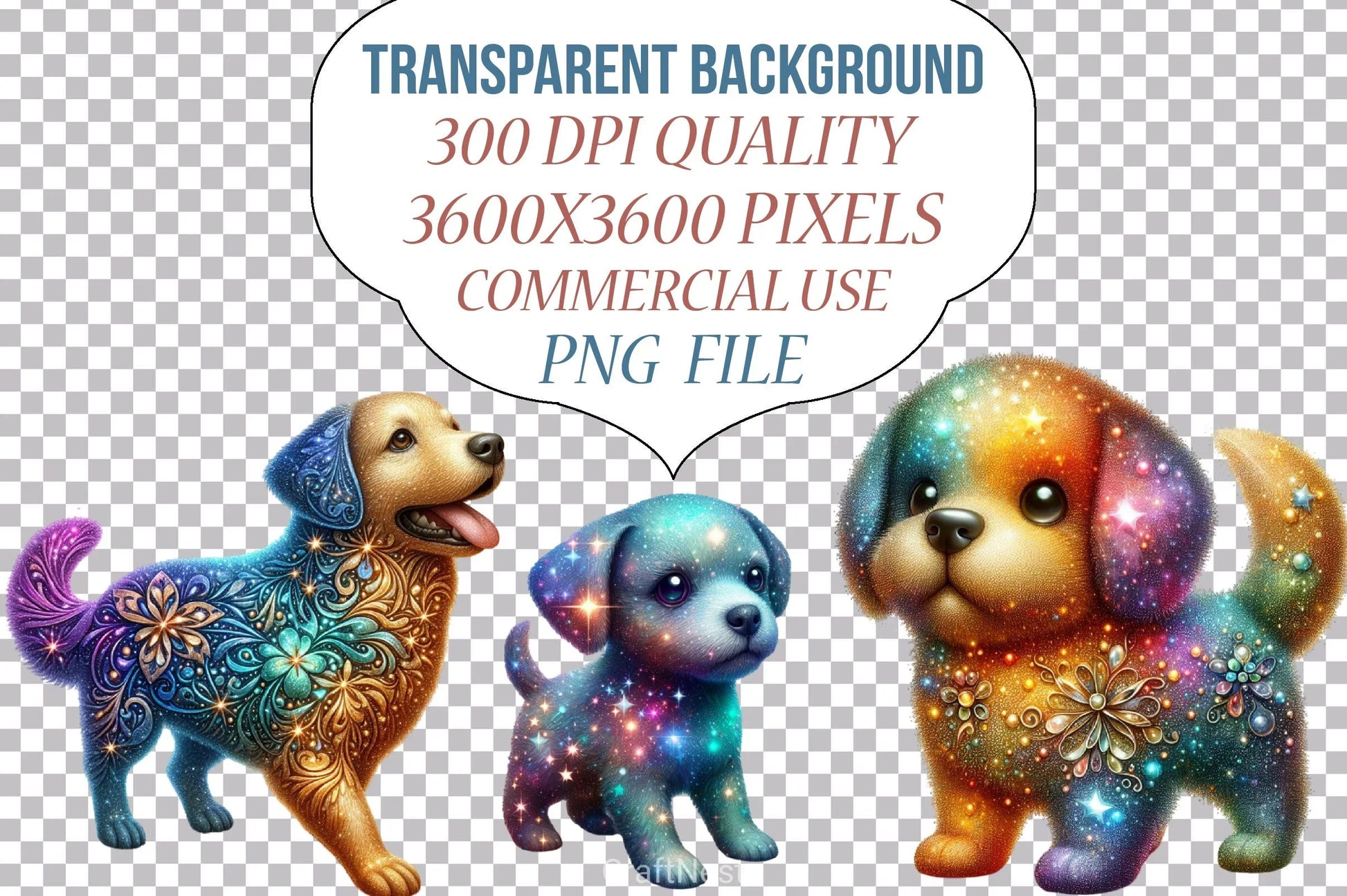 Glitter Dogs Clipart Bundle - CraftNest - Digital Crafting and Art