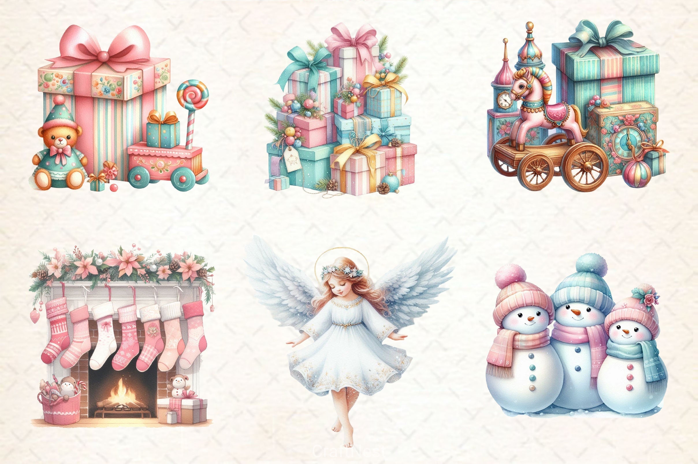 Pastel Christmas Clipart Bundle 2