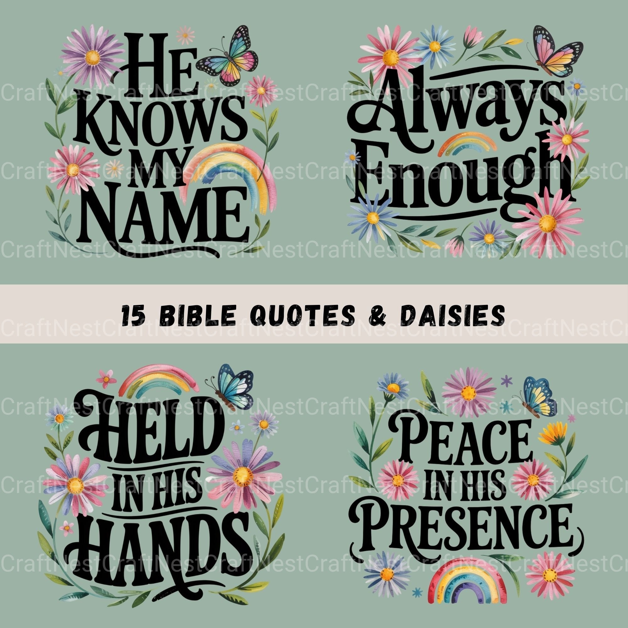 Bible Quotes Daisies Clipart Bundle