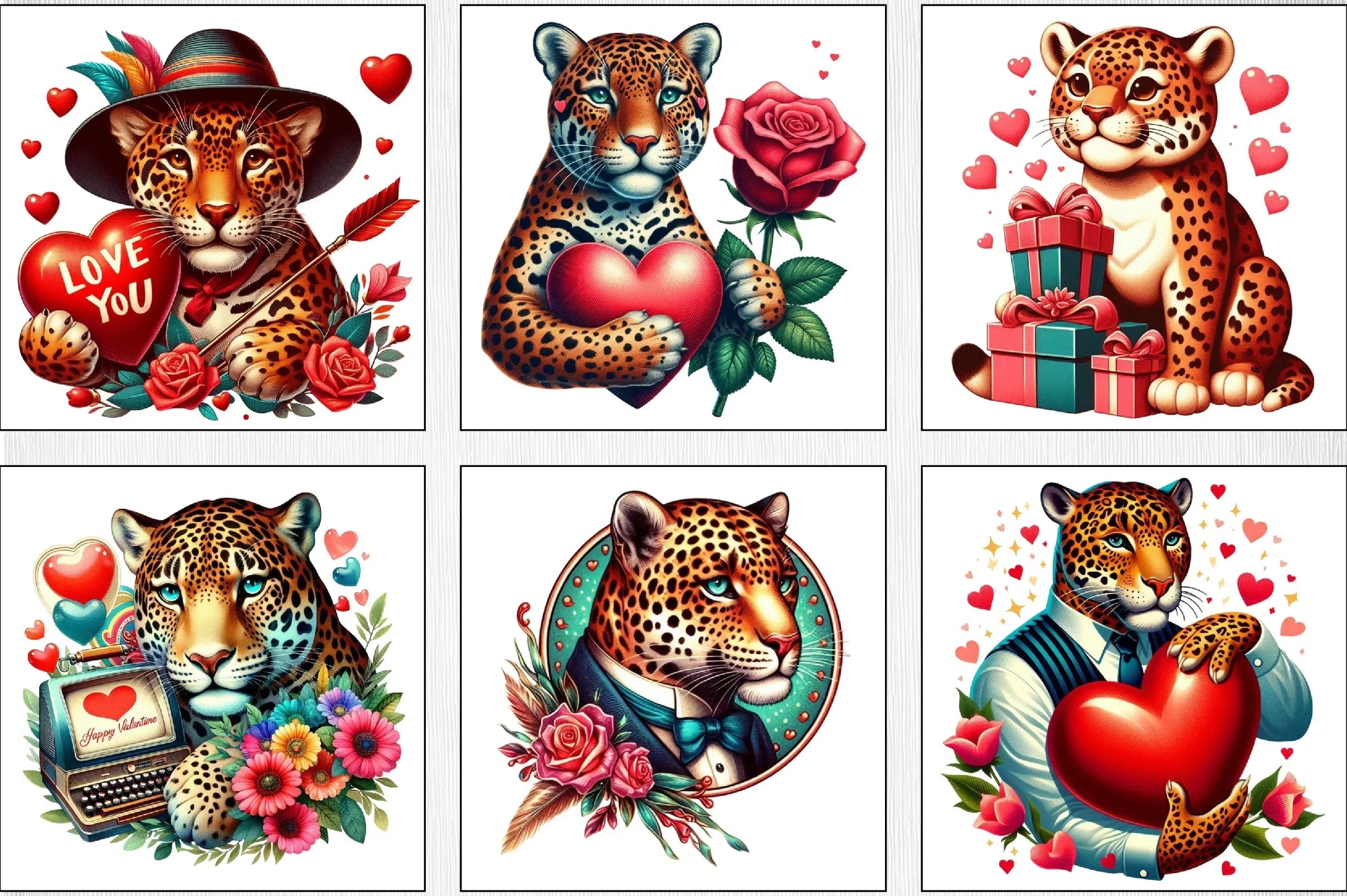 Valentine's Day Jaguar Clipart Bundle - CraftNest - Digital Crafting and Art