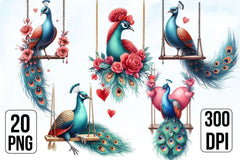 Valentine Peacock Clipart Bundle - CraftNest - Digital Crafting and Art