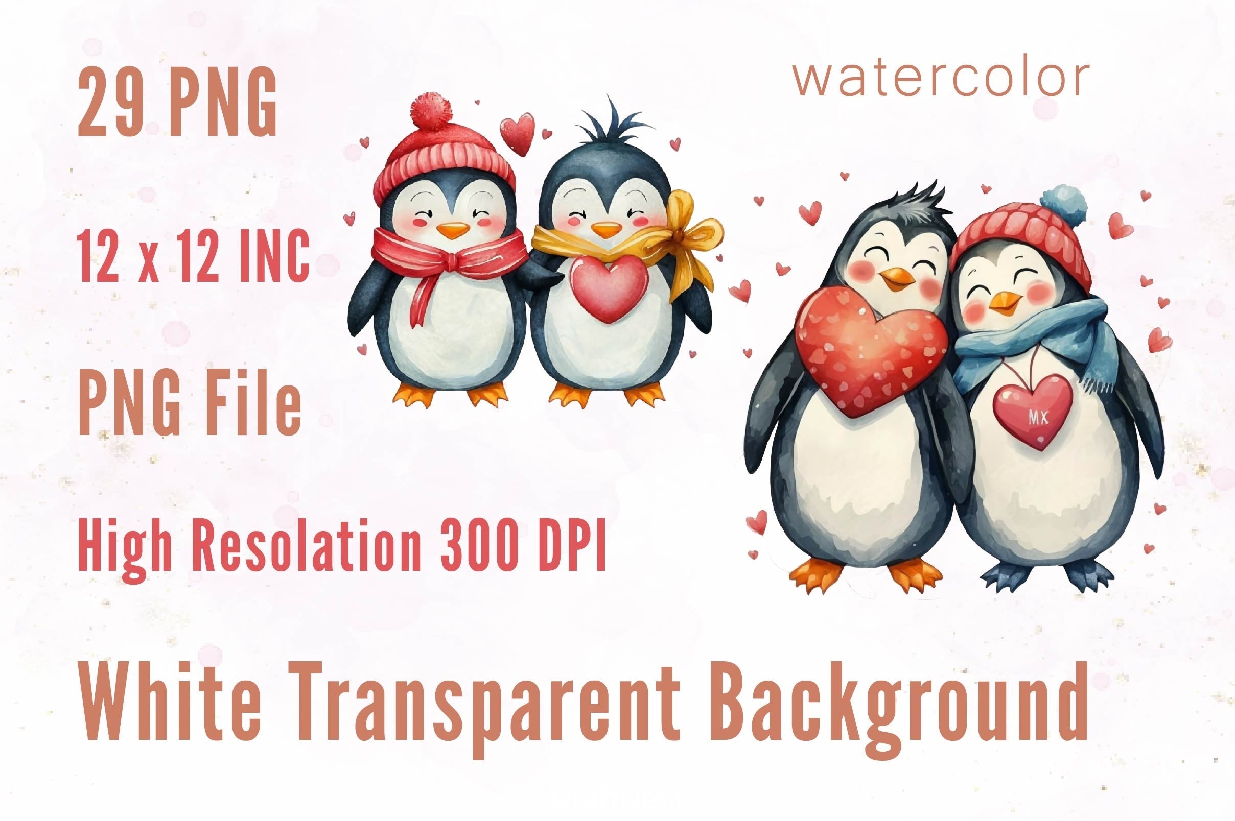 Couple Penguins Clipart Bundle
