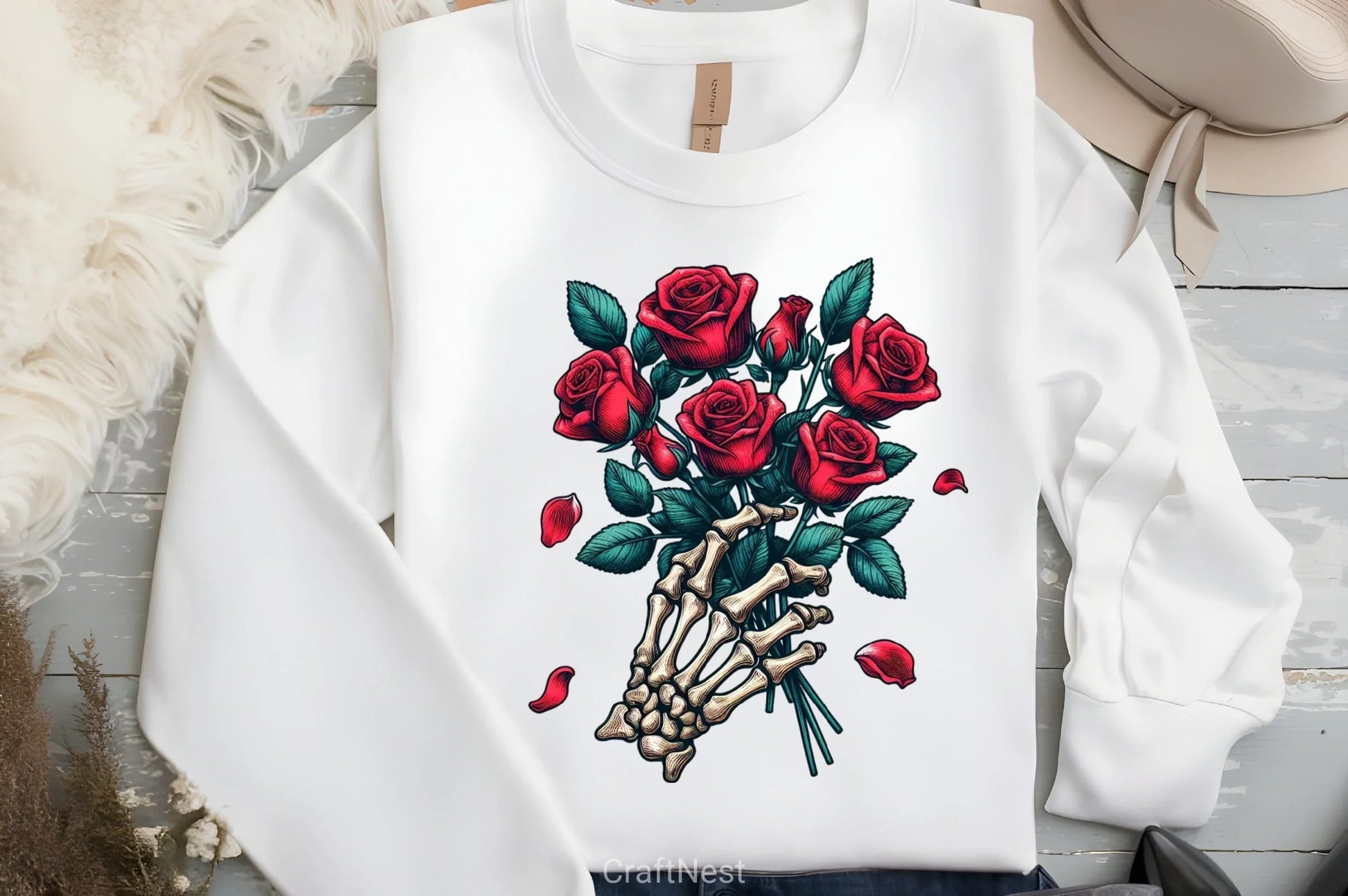 Roses Bouquet Skeleton Hand Clipart Bundle 1 - CraftNest - Digital Crafting and Art