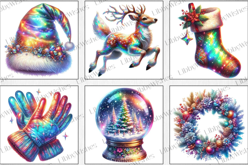 Holographic Christmas Clipart Bundle - CraftNest - Digital Crafting and Art