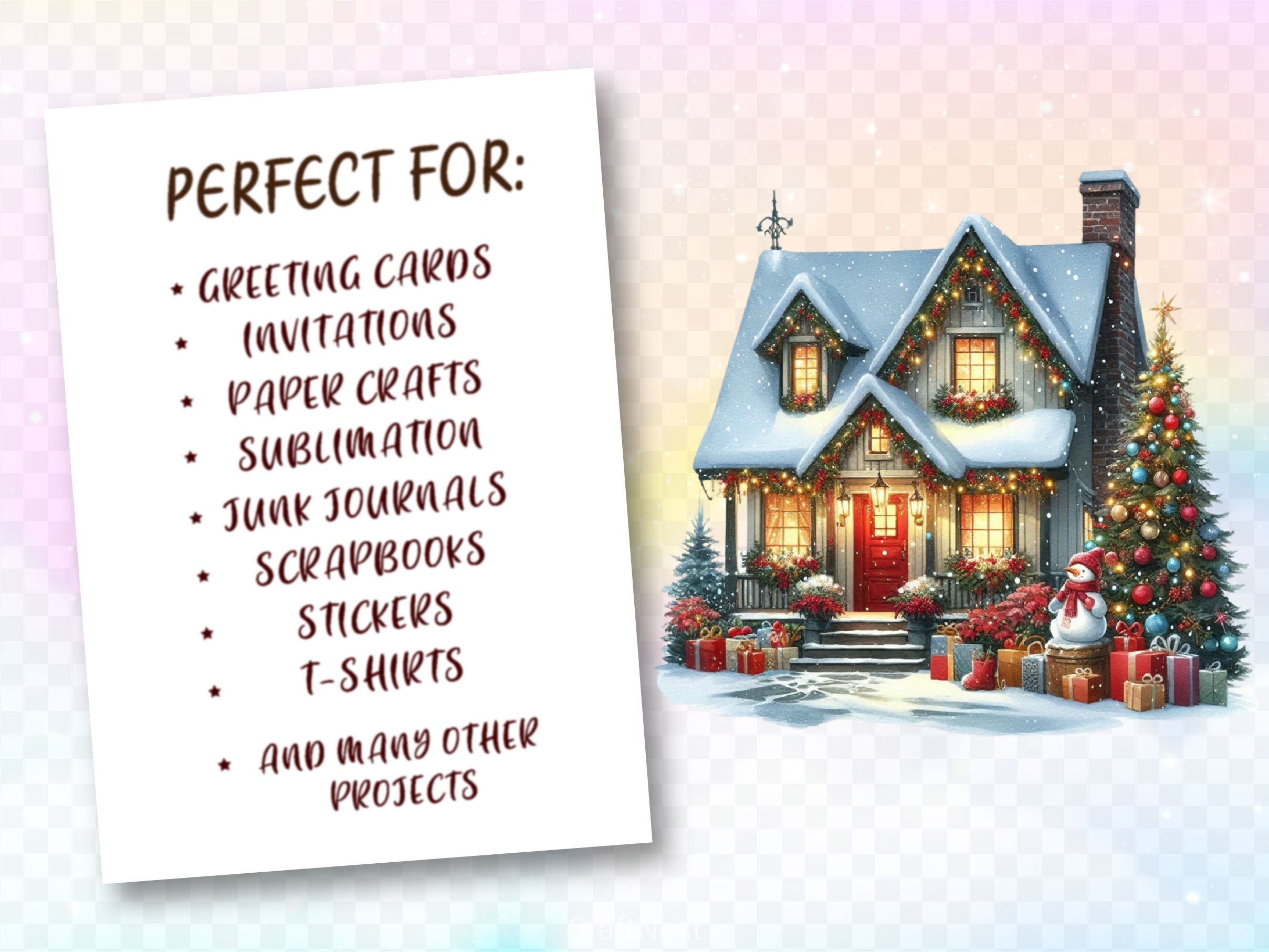 Christmas House Clipart Bundle 3