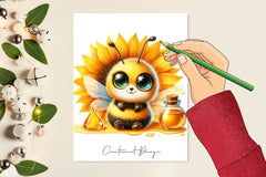 Bee With Sunflower Clipart Bundle - CraftNest - Digital Crafting and Art