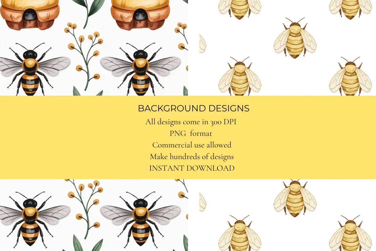 Bees & Honeycombs Seamless Papers - CraftNest - Digital Crafting and Art