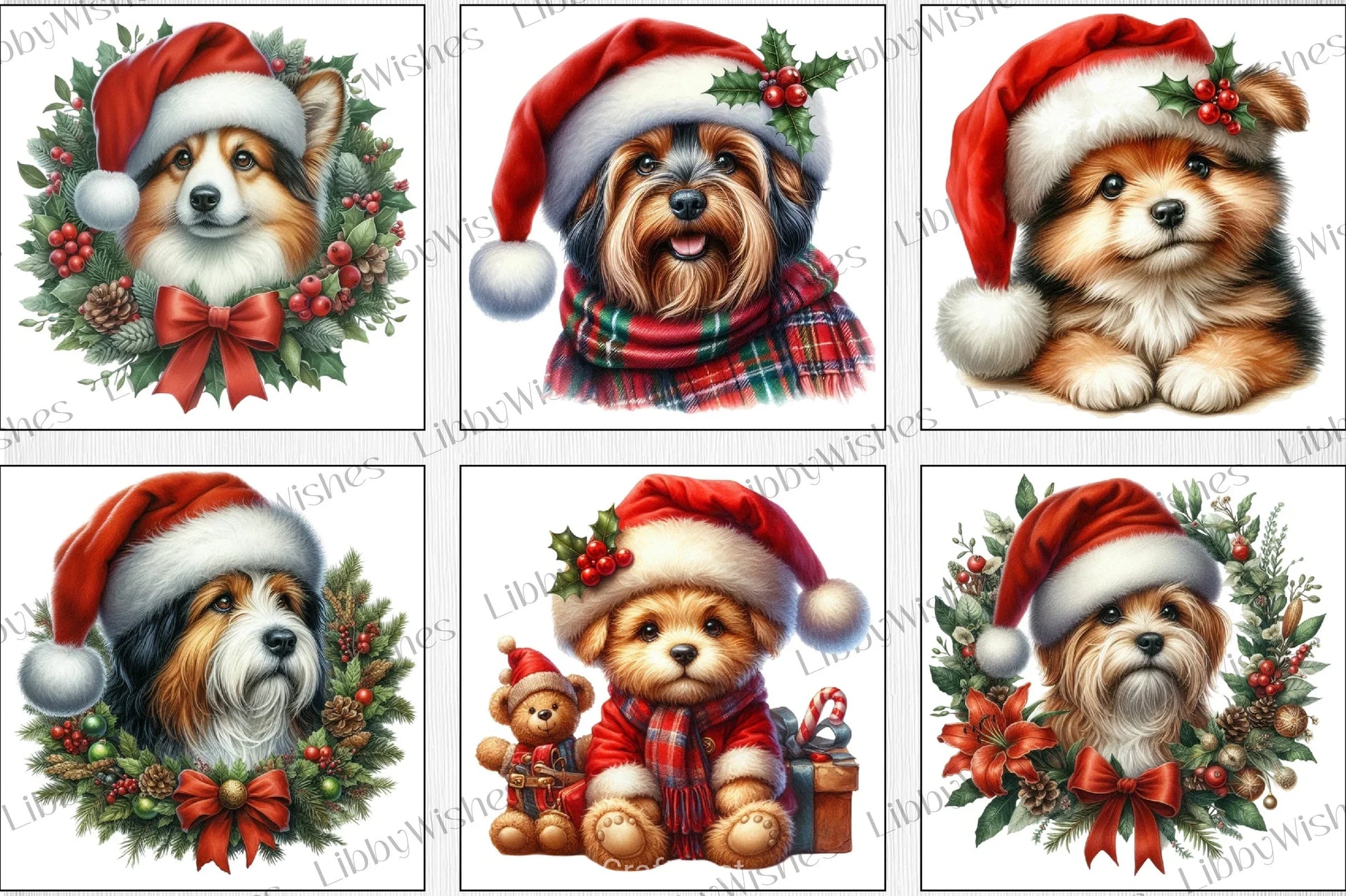 Vintage Christmas Dog Clipart Bundle - CraftNest - Digital Crafting and Art
