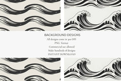 Japanese Ink Waves Seamless Papers - CraftNest - Digital Crafting and Art
