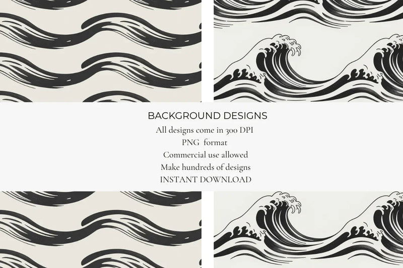Japanese Ink Waves Seamless Papers - CraftNest - Digital Crafting and Art