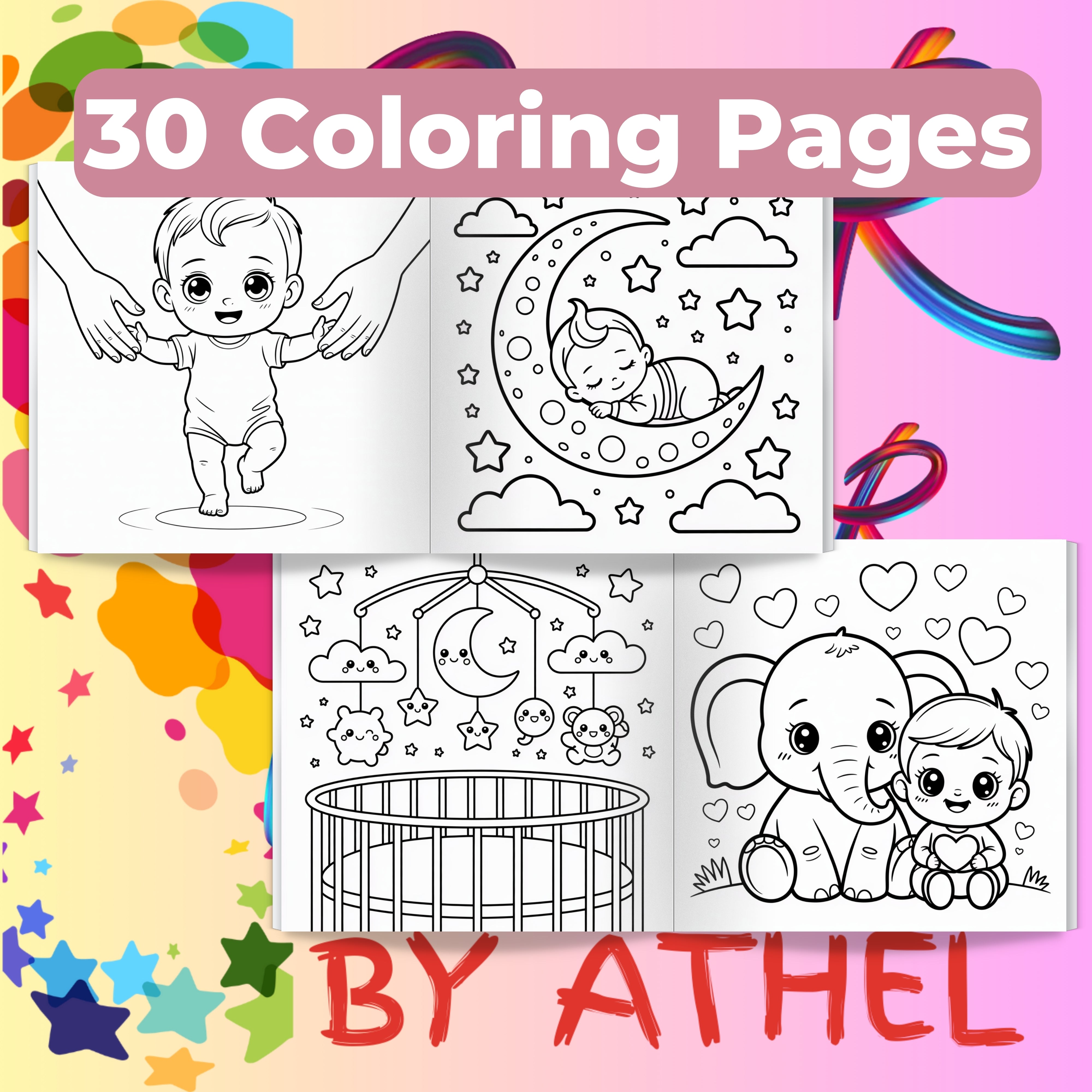 Baby Shower Coloring Books Bundle