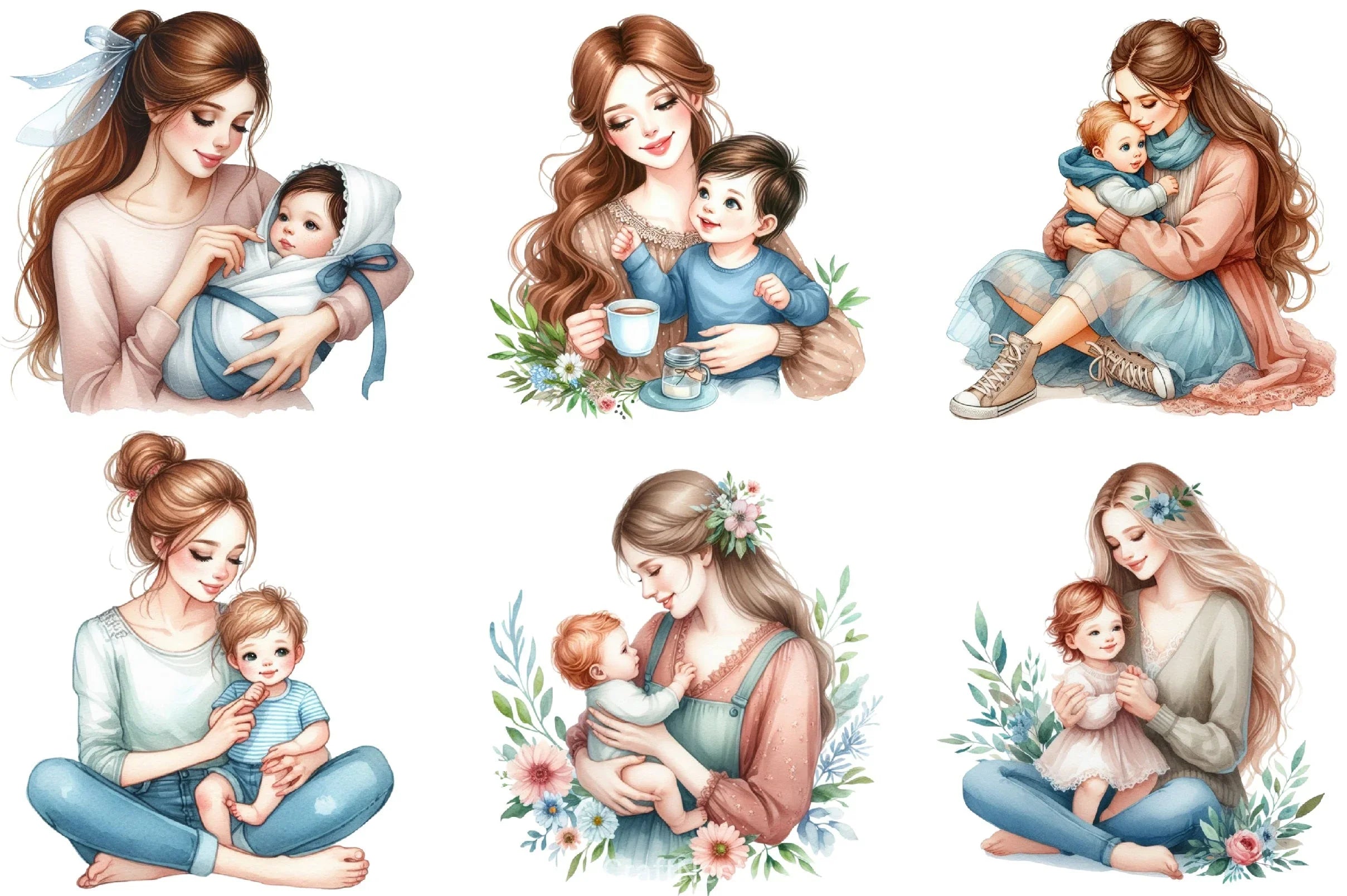Mom & Baby Clipart Bundle 3 - CraftNest - Digital Crafting and Art