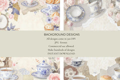 British Tea Room Junk Journal Papers - CraftNest - Digital Crafting and Art