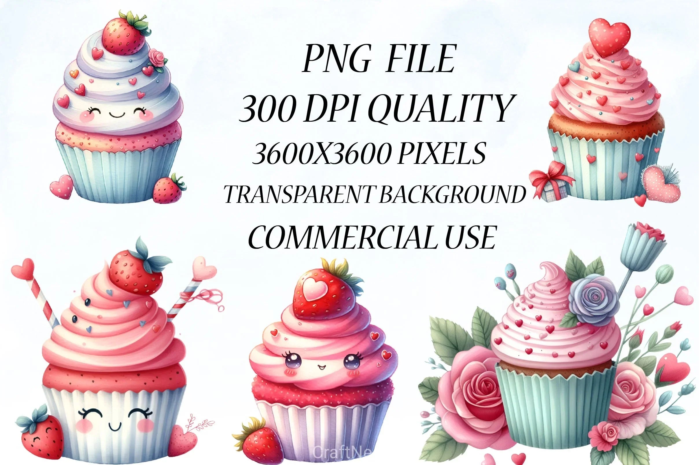 Valentine Cupcake Clipart Bundle 6 - CraftNest - Digital Crafting and Art